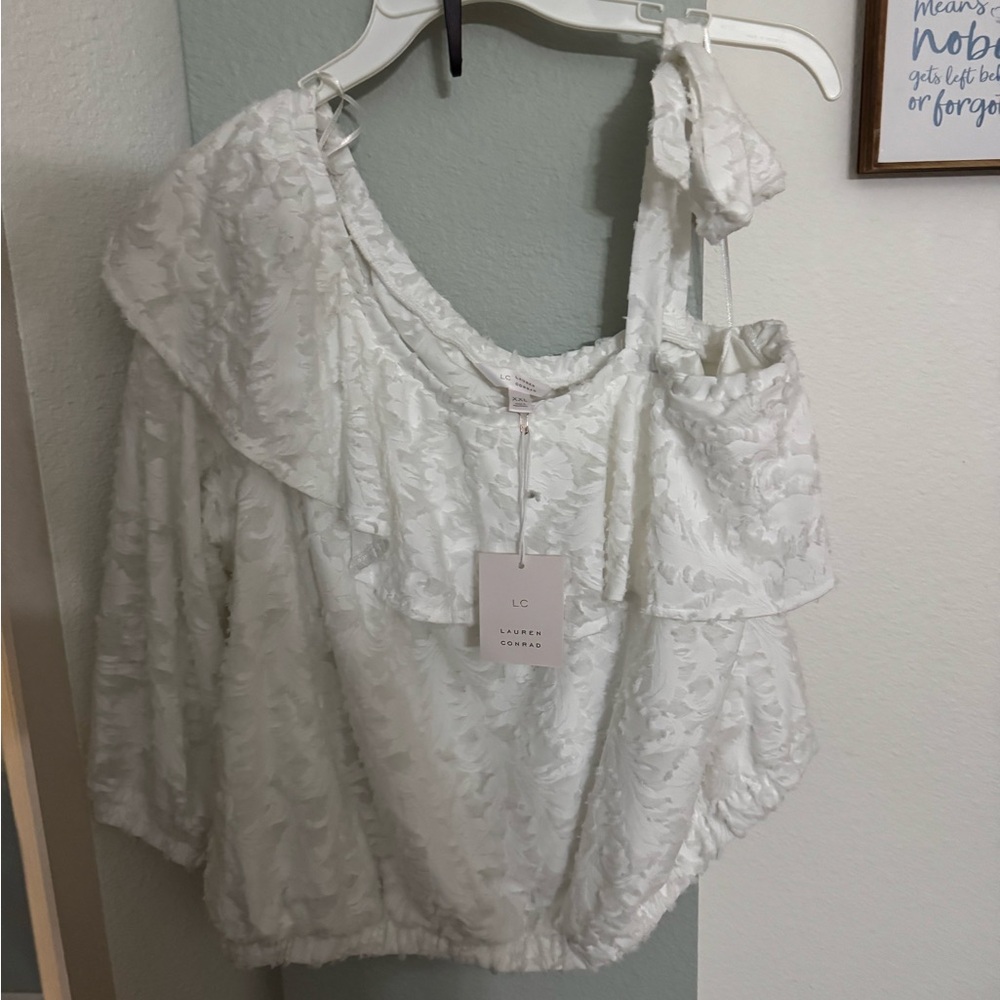 LC Lauren Conrad White Off-Shoulder Top